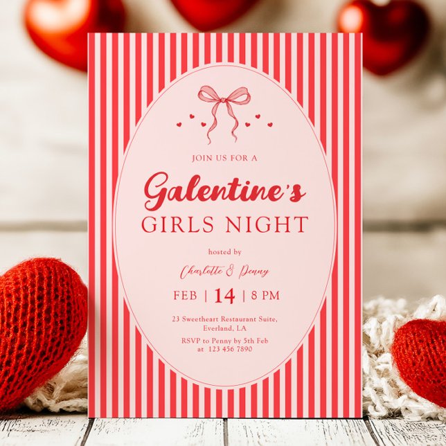 Invitation à la fête de Galentine rose rouge (Créateur téléchargé)