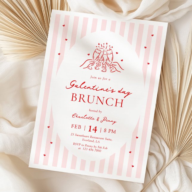 Invitation à la fête de Galentine rose rouge (Créateur téléchargé)