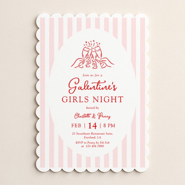 Invitation à la fête de Galentine rose rouge (Créateur téléchargé)