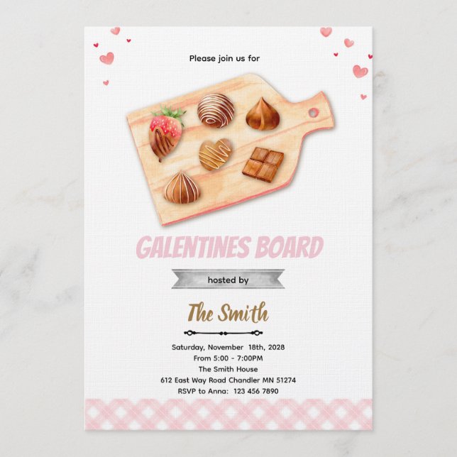 Invitation à la fête de Galentine's Board (Devant)