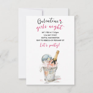 Invitation à la fête de Galentines Champagne & Bou