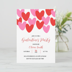 INVITATION À LA FÊTE DE GALENTINES DAY CŒURS ROSES
