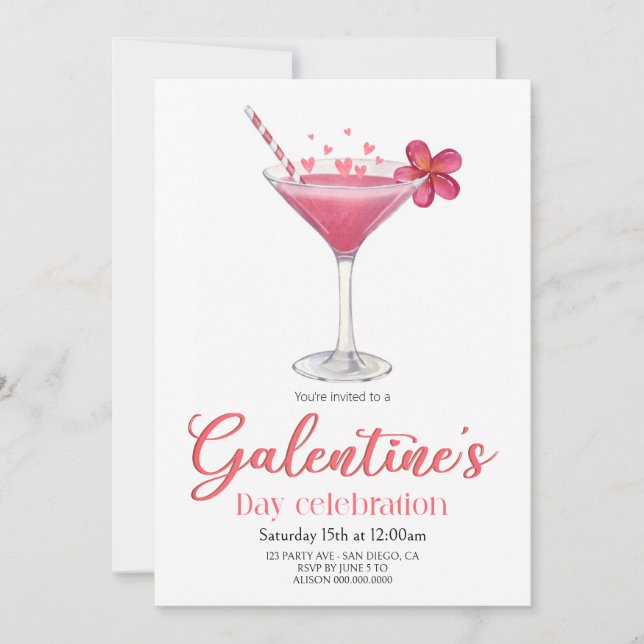 Invitation à la fête de Galentine's Day pour fille (Devant)