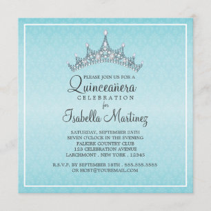 Invitation à la fête de Glam Tiara Quinceanera