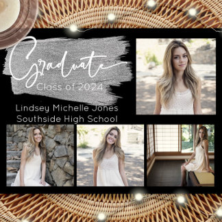 Invitation à la fête de graduation en argent et Fa