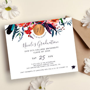 Invitation à la fête de graduation florale chic bu