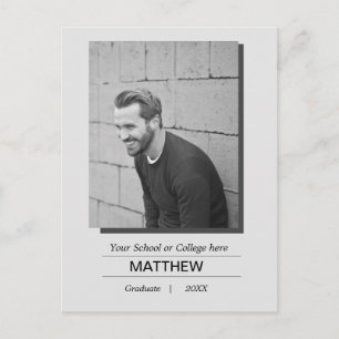 Invitation à la fête de graduation MaIe Noir Blanc