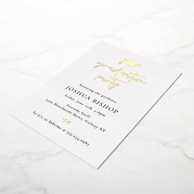 Invitation à la fête de graduation par script Foil (Rotation)