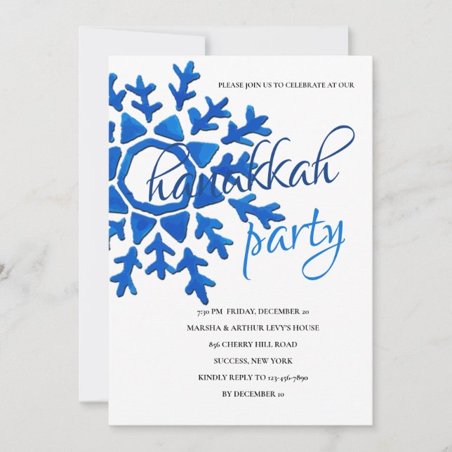 Invitation à la fête de Hanouka au Flocon Bleu (Devant)