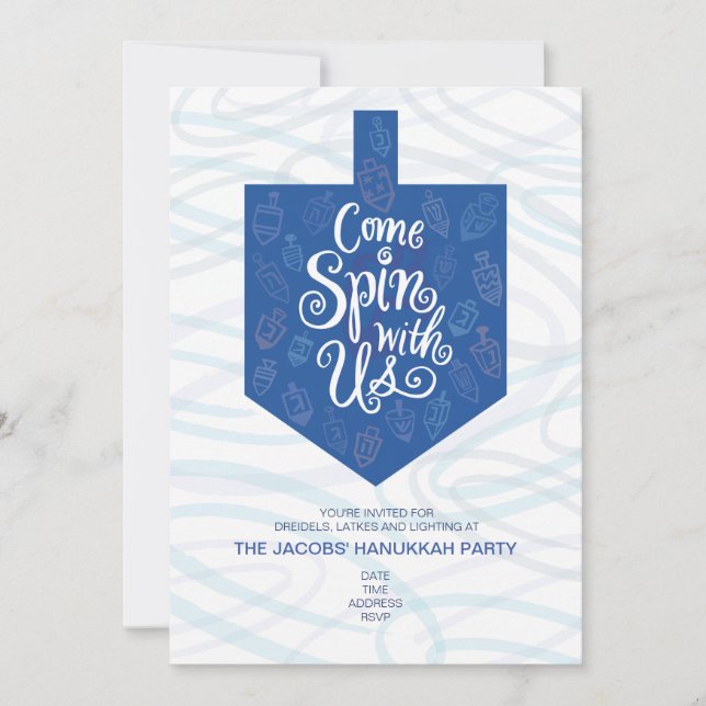 Invitation à la fête de Hanukkah / Venez tourner a (Devant)