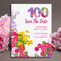 Invitation à la fête de jardin floral pour les 100