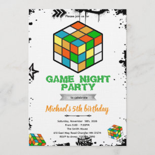 Invitation à la fête de jeu de cube de puzzle