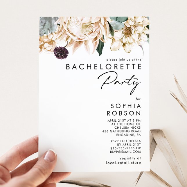 Invitation à la fête de la Bachelorette Florale Bl (Créateur téléchargé)