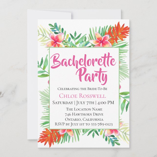 Invitation à la fête de la Bachelorette florale tr (Devant)