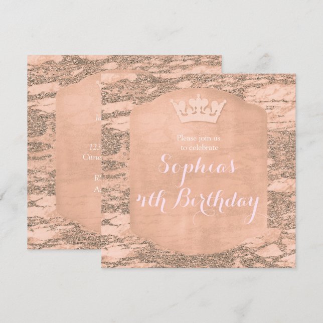 Invitation à la fête de la couronne de princesse r (Devant / Derrière)