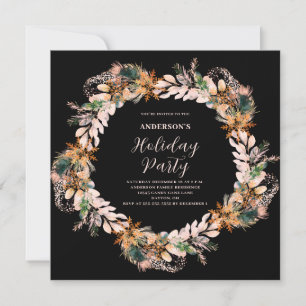 Invitation à la fête de la couronne rose de Noël