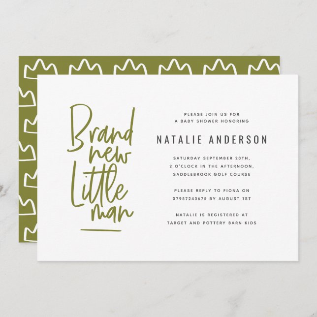 Invitation à la fête de la douche pour bébé modern (Devant / Derrière)