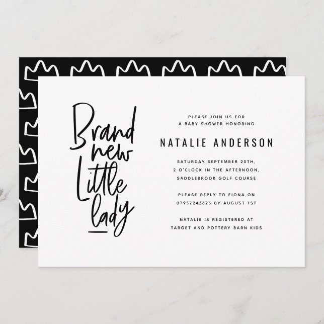 Invitation à la fête de la douche pour bébé modern (Devant / Derrière)