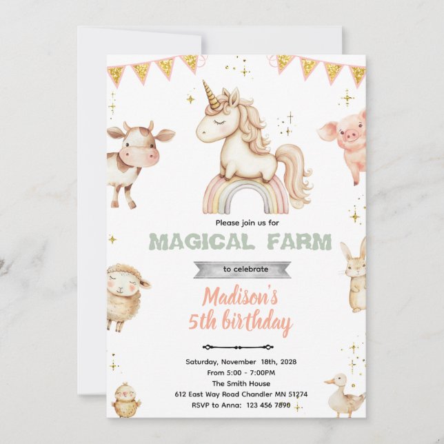 Invitation à la fête de la ferme magique (Devant)
