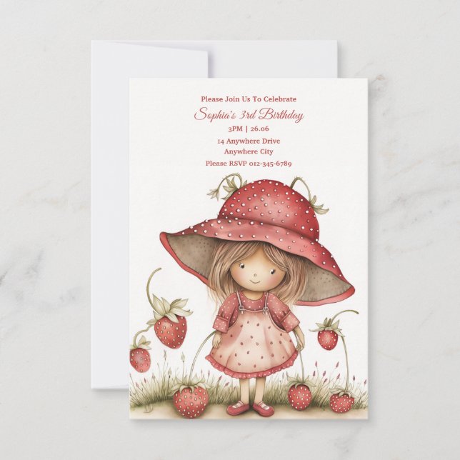 Invitation à la fête de la fille aux fraises (Devant)