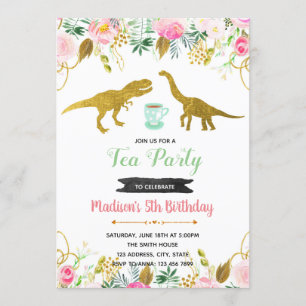 Invitation à la fête de la fille Tea rex