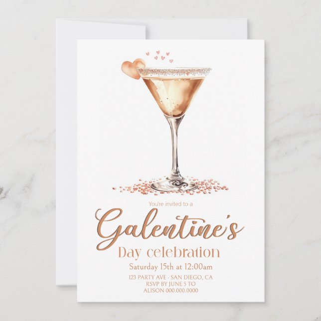 Invitation à la fête de la Galentine (Devant)