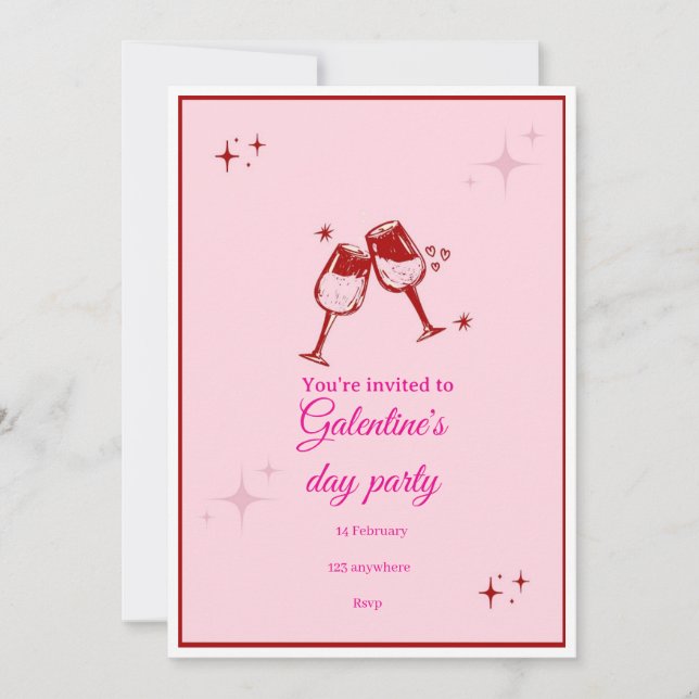 Invitation à la fête de la Galentine | Champagne r (Devant)