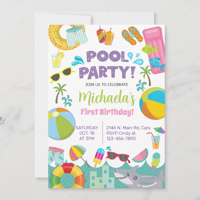 Invitation à la fête de la piscine, billard d'anni (Devant)