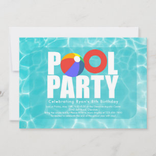 Invitation à la fête de la piscine d'anniversaire