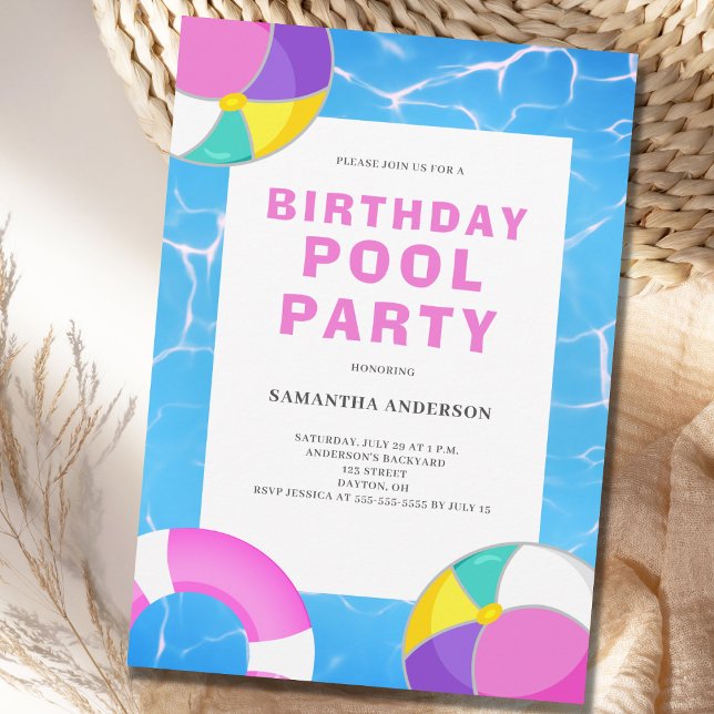 Invitation à la fête de la piscine d'anniversaire (Créateur téléchargé)
