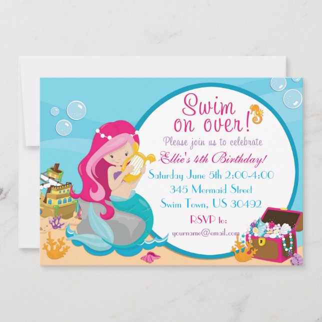 Invitation à la fête de la piscine d'anniversaire  (Devant)