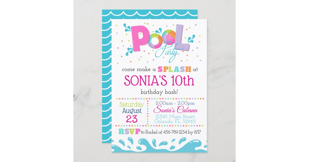 Invitation A La Fete De La Piscine D Anniversaire Zazzle Fr