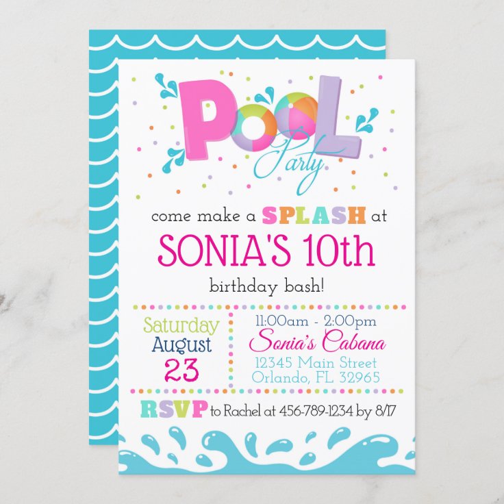 Invitation A La Fete De La Piscine D Anniversaire Zazzle Fr