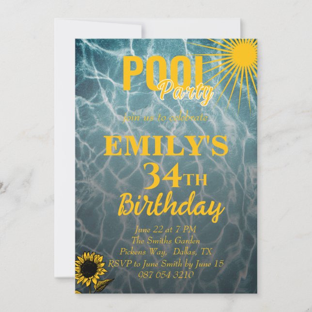 invitation à la fête de la piscine de 34e annivers (Devant)