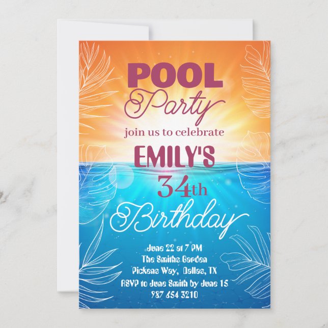 invitation à la fête de la piscine de 34e annivers (Devant)