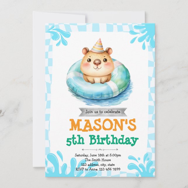 Invitation à la fête de la piscine de Capybara (Devant)