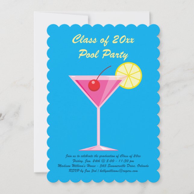 Invitation à la fête de la piscine de diplômés en  (Devant)