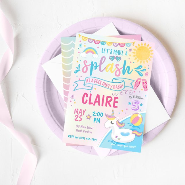 Invitation à la fête de la piscine de la Unicorn,  (Créateur téléchargé)