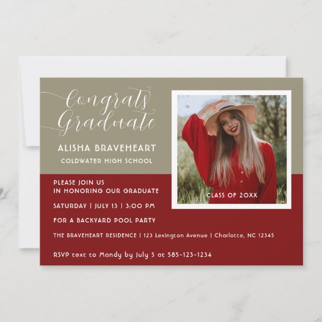 Invitation à la fête de la piscine de photos pour  (Devant)