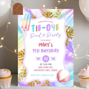 Invitation à la fête de la piscine de teinture col