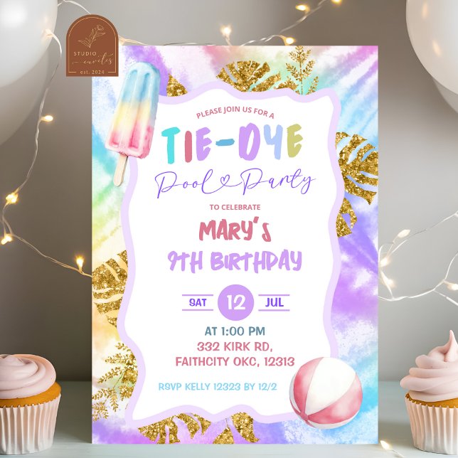 Invitation à la fête de la piscine de teinture col (Créateur téléchargé)