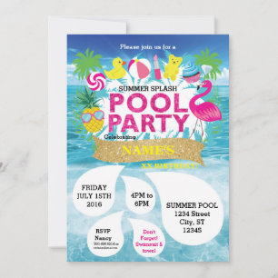 Invitation à la fête de la piscine d'été