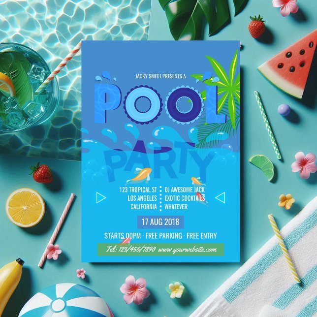 Invitation à la fête de la piscine d'été (Summer Pool Party Invitation)