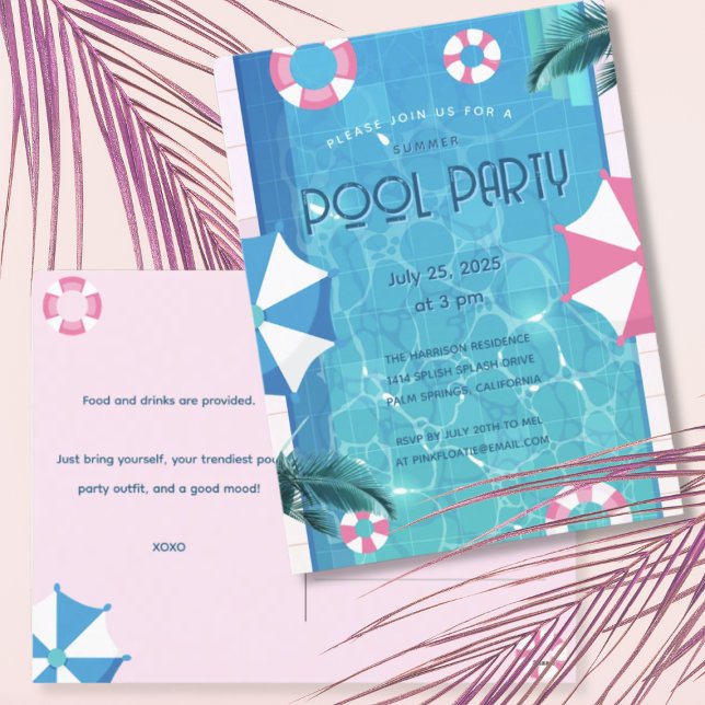 Invitation à la fête de la piscine d'été branchée (Créateur téléchargé)