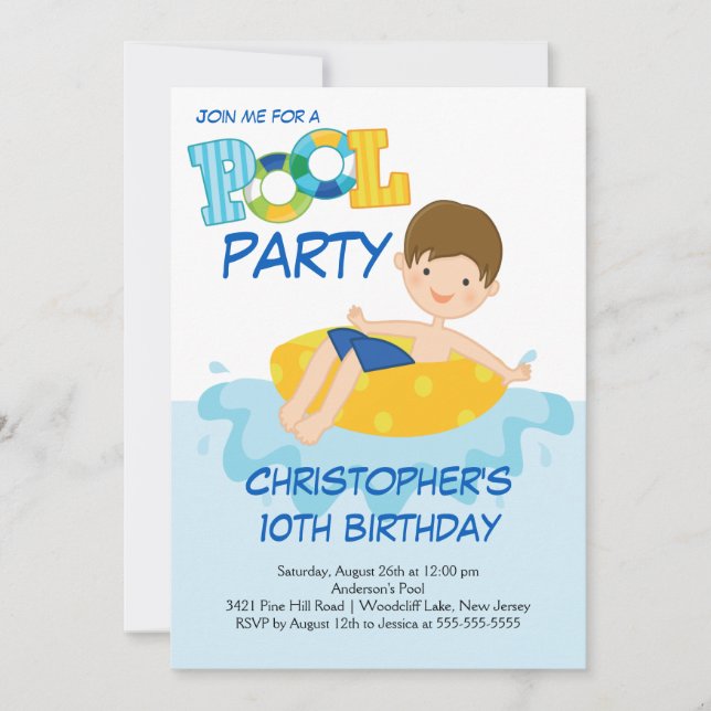 Invitation à la fête de la piscine d'été pour les  (Devant)