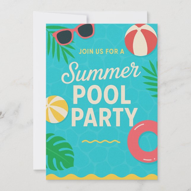 Invitation à la fête de la piscine d'été | Tropica (Devant)