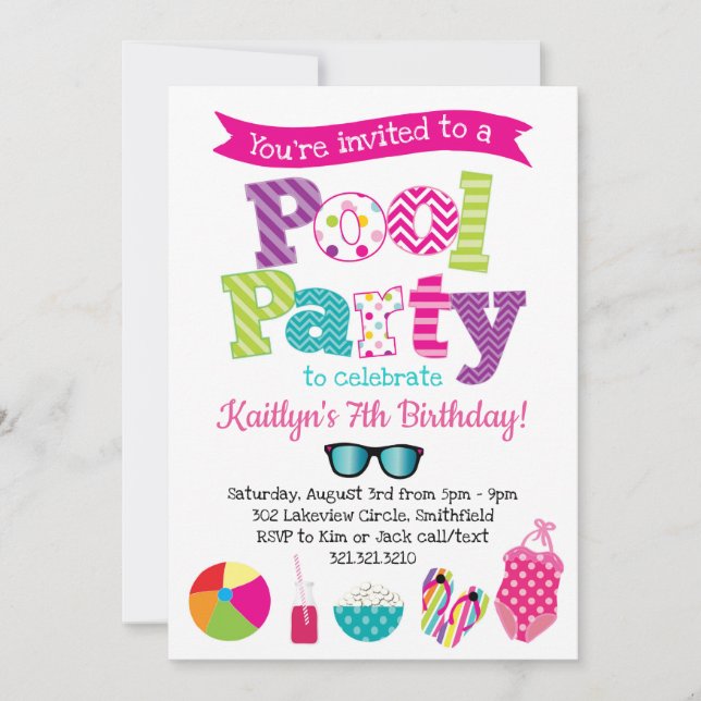 Invitation à la fête de la piscine - Fête de la pi (Devant)