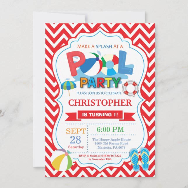 Invitation à la fête de la piscine Splish Splash B (Devant)