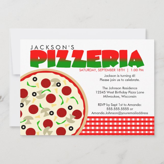 Invitation à la fête de la pizzeria (Devant)