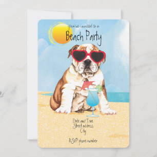 Invitation à la fête de la plage de Bulldog été